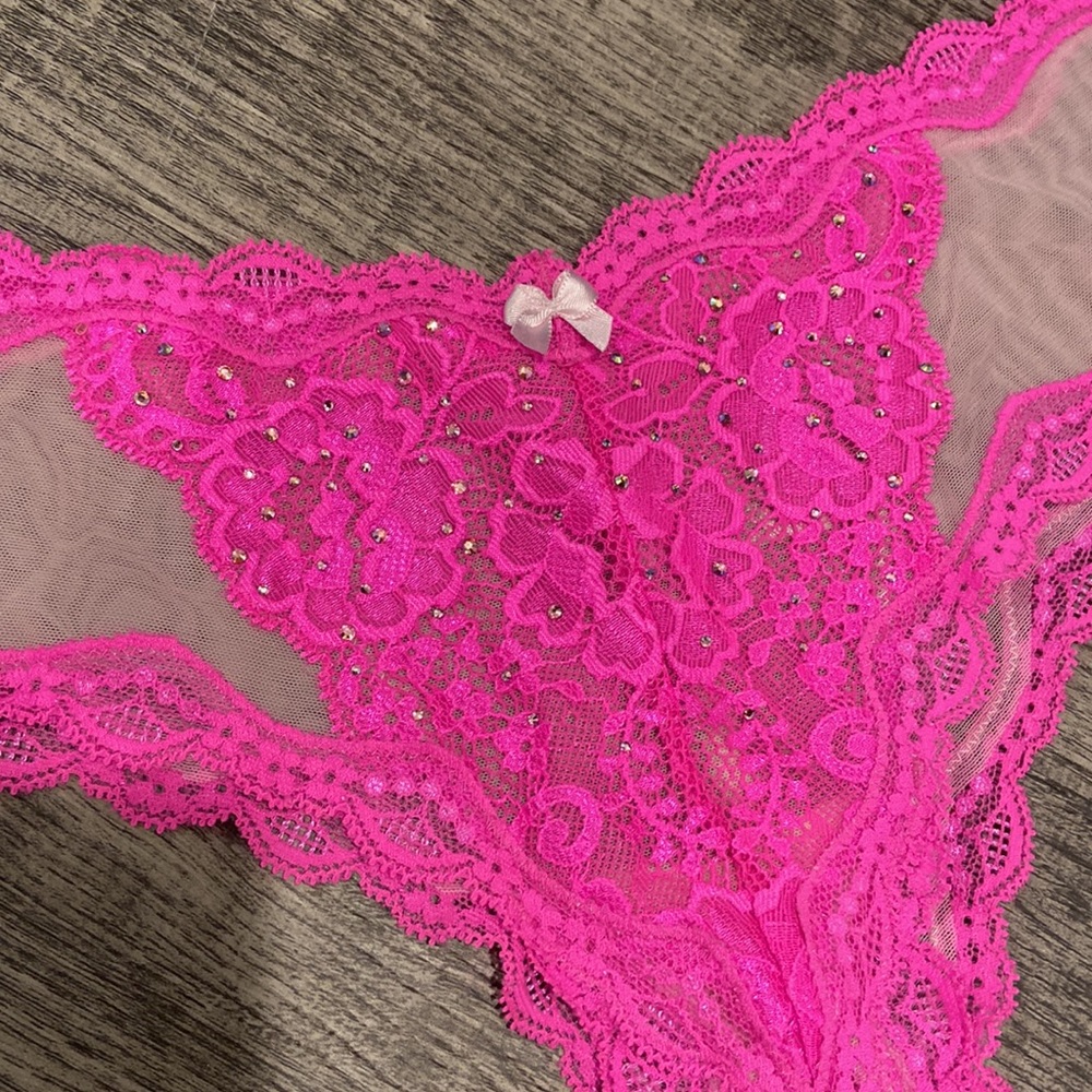 Sold- SET! Victoria's Secret Swavorski Crystal Demi Panty Set Barbie-core - Picture 8 of 10